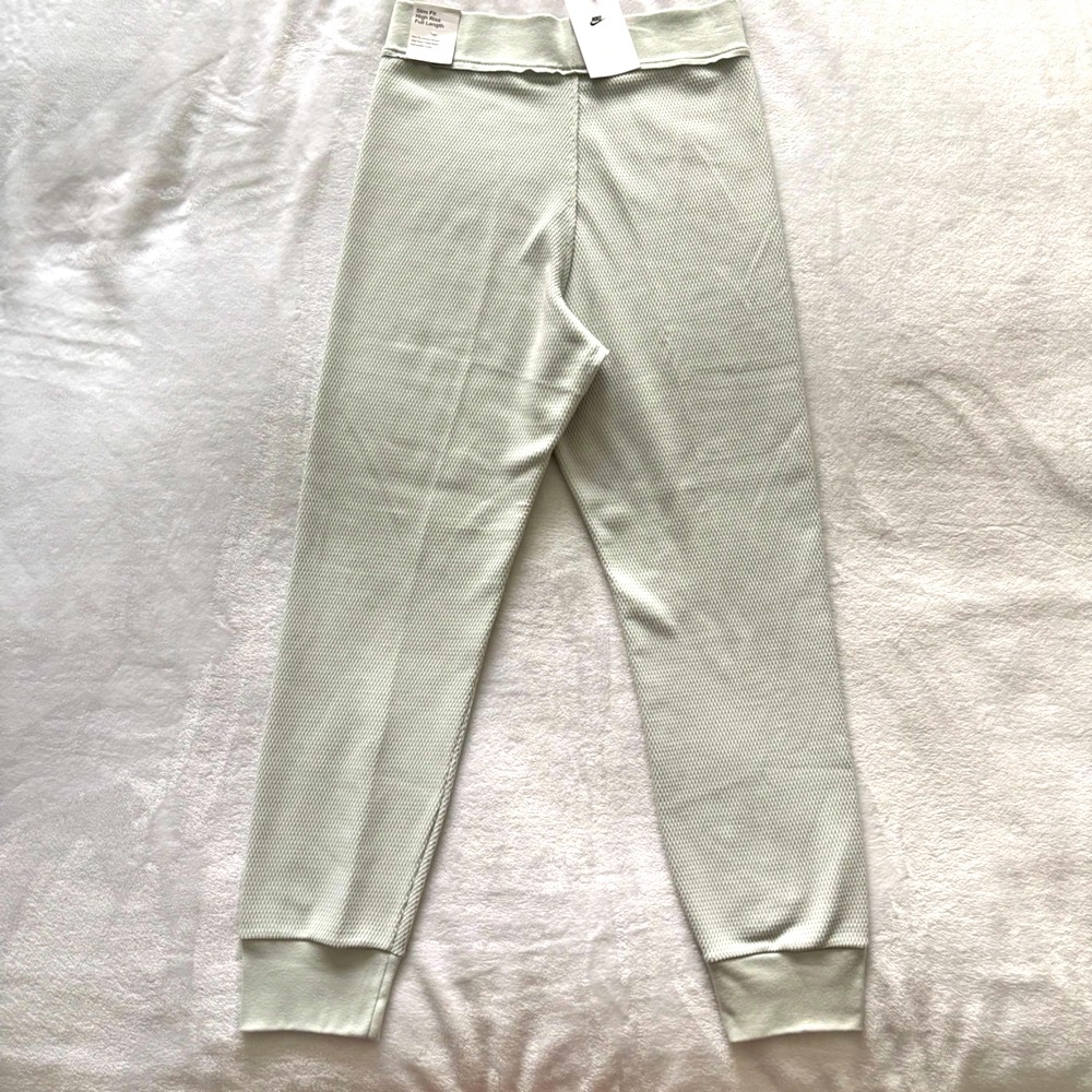 NIKE Slim Fit High Rise Full Length Light Sage Green Waffle Knit Jogger--NWT--L - Picture 7 of 16